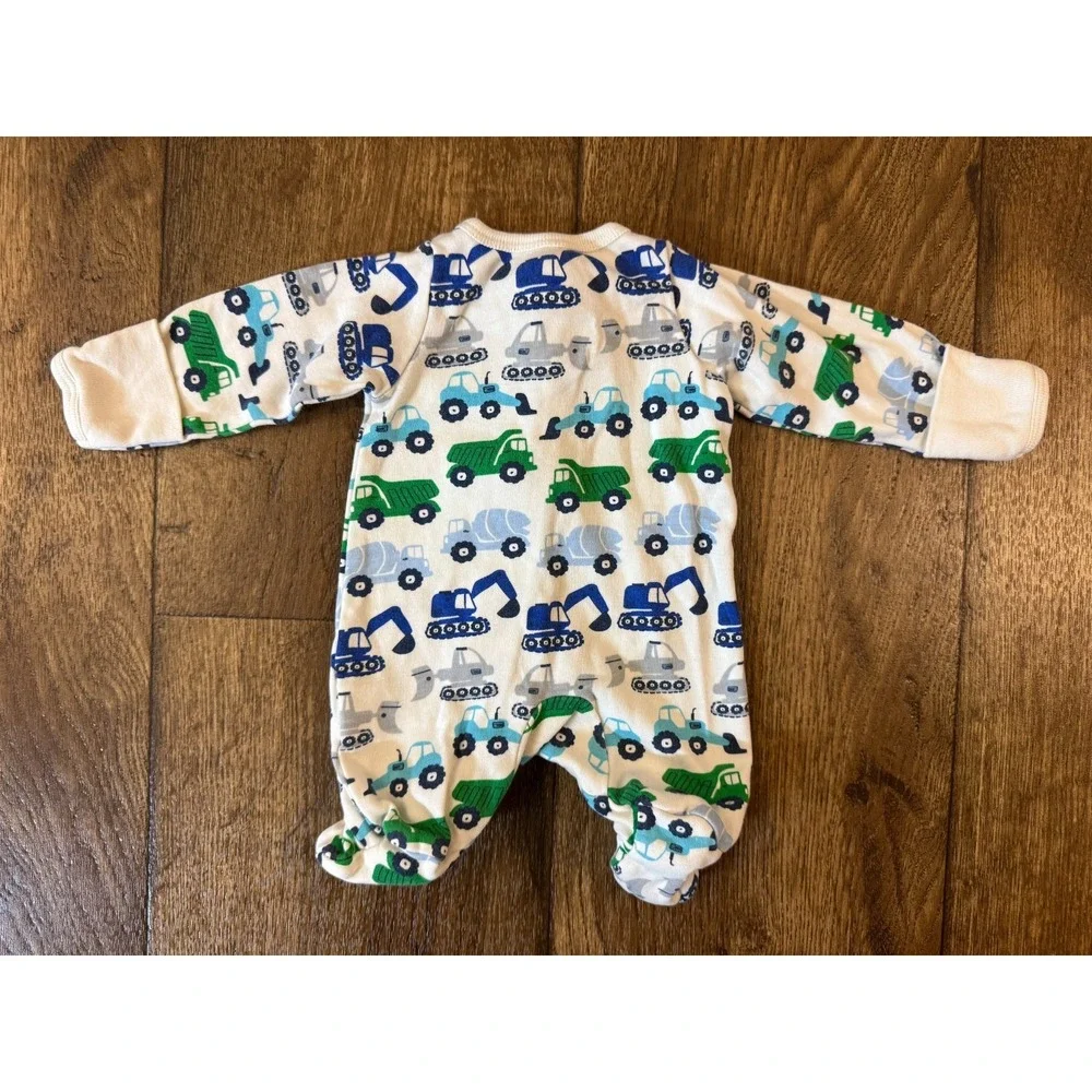 Baby Sleeper Boy Preemie Outfit Romper Footie Zippered Dump Truck‎ Construction